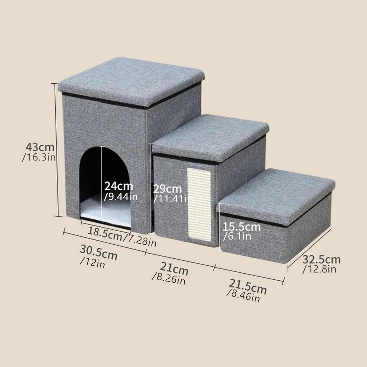 Pet Stair 3 Levels Step Climbing Stair Stairway Intelligence Training Stairway Dog Ramps for Small Breeds Space Saving Foldable Dog Step for Travel