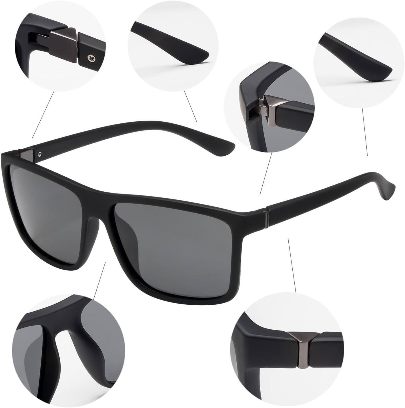 NIEEPA Men's Sports Polarized Sunglasses Square Frame Glasses NP1007