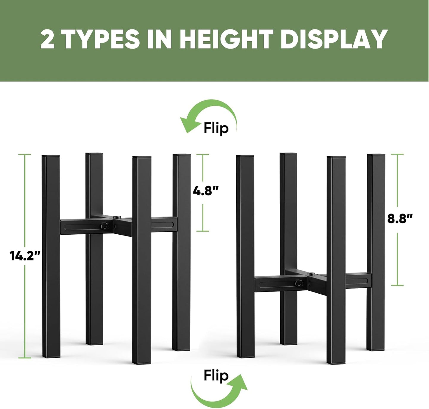 ROSSNY Plant Stand for Indoor and Outdoor: Adjustable Width Fits for 8-12 Inch Pots - Metal Heavy Duty Plant Stand Holder Up to 200lbs, 14.2 Inch Single Tier Planter Stand, Black, 1 Pack (Without Pot)