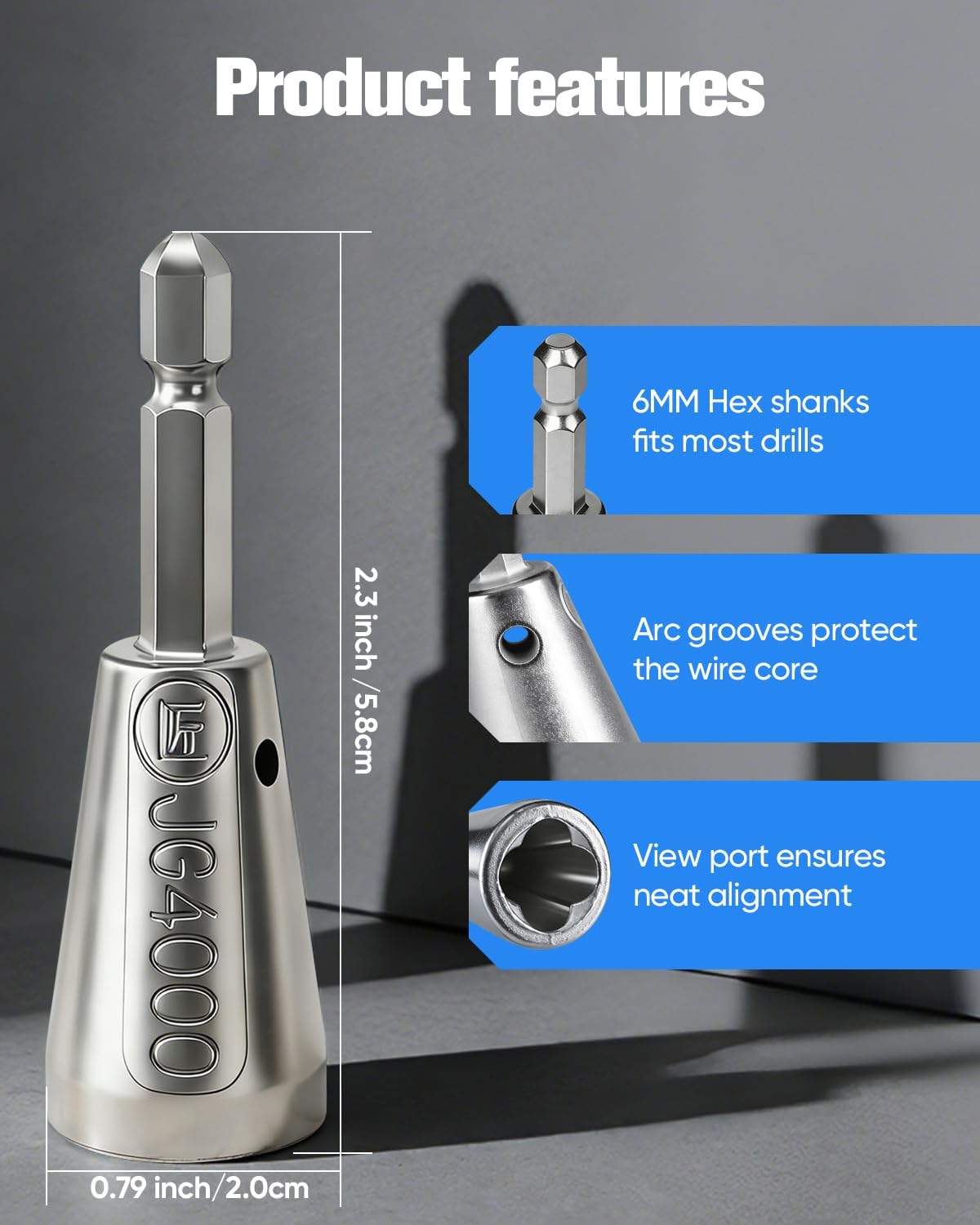 Wire Twister Tool for Drill, 2026 Upgrades Wire Nut Twister for Drill Profession Electricians Tool, 6MM Hex Shank Cable Wire Twisting Tool Wire Twister Wire Connector for 9-22 AWG (2pcs)