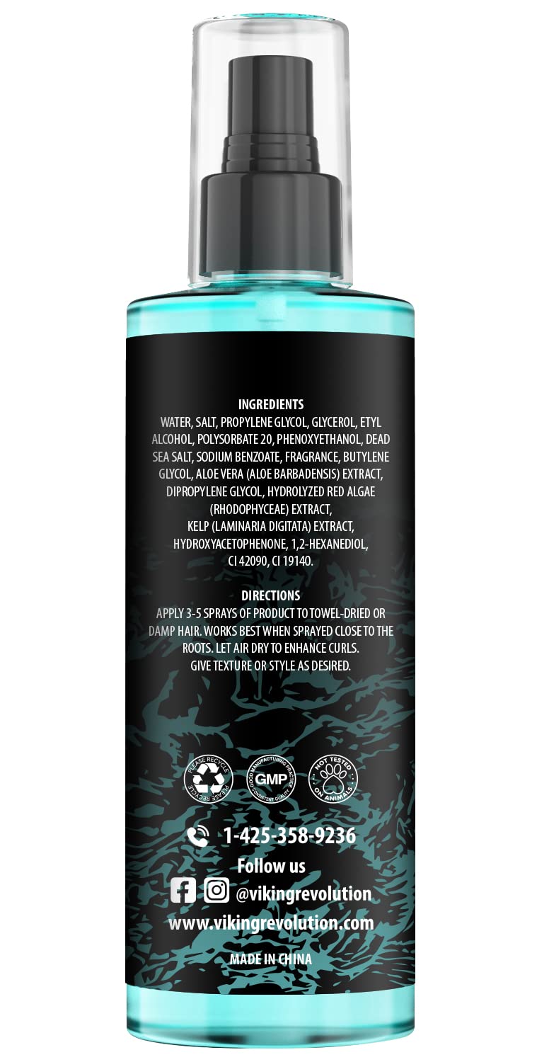 Viking Revolution Sea Salt Spray for Men - Hair Texturizing Spray with Kelp, Aloe Vera and Red Algae Extract - Surf Sprays to Add Volume and Texture for Men and Women Beach Hair - 8.8oz