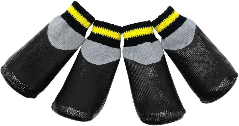 4pcs/Set Outdoor Waterproof Nonslip Anti-Stain Dog Cats Socks Booties Shoes Wth Rubber Sole Pet Paw Protector for Small Large Dog (5)