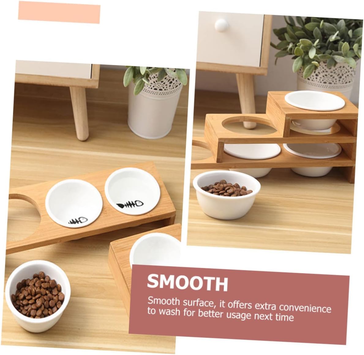 Milisten 1Set Ceramic Cat Bowl with Stand Convenient Elevated Pet Food and Water Bowls for Cats and Dogs Easy Feeding and Hydration