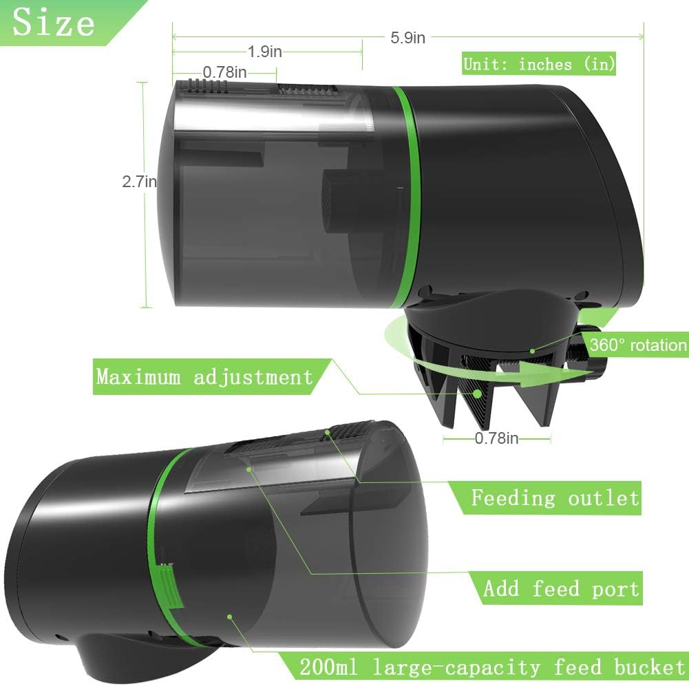 Automatic Fish Feeders - Digital Auto Aquarium Feeder with USB Rechargeable Timer and Fish Food Dispenser