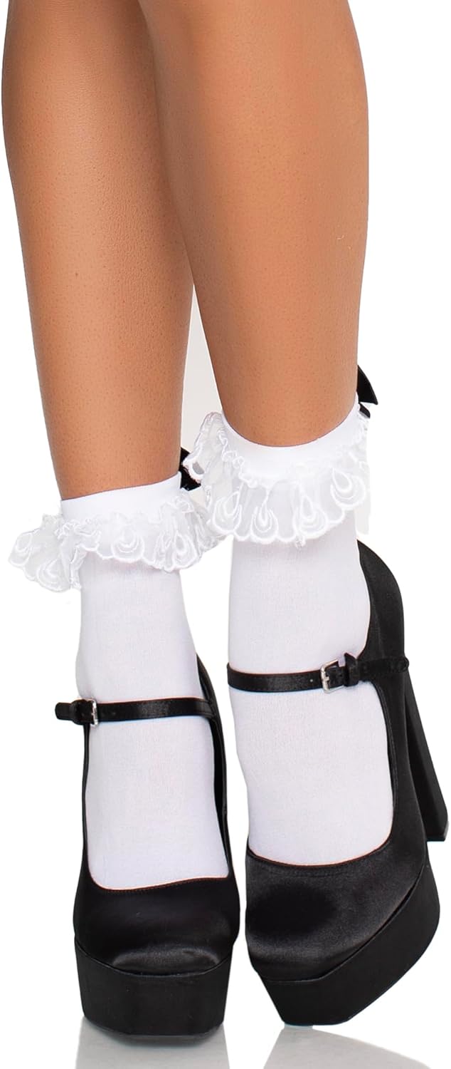 Leg Avenue Women's Ruffle and Satin Bow Anklet Socks