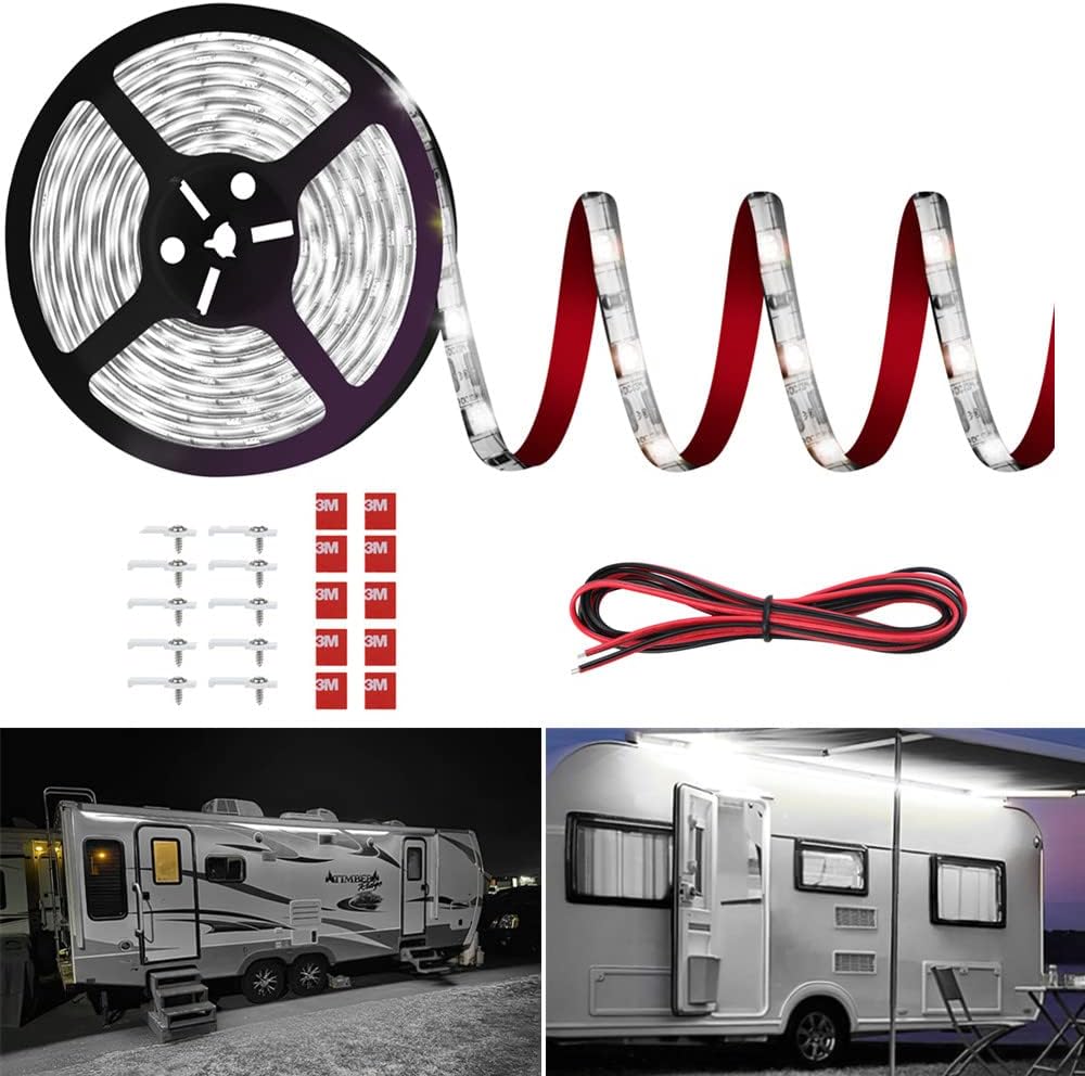 RV Awning Led Lights,12V 20FT Camper Awning Lights for Camper Motorhome Travel Trailer Concession Stands Food Trucks, Waterproof RV Exterior Underglow Light Strip for Party BBQ
