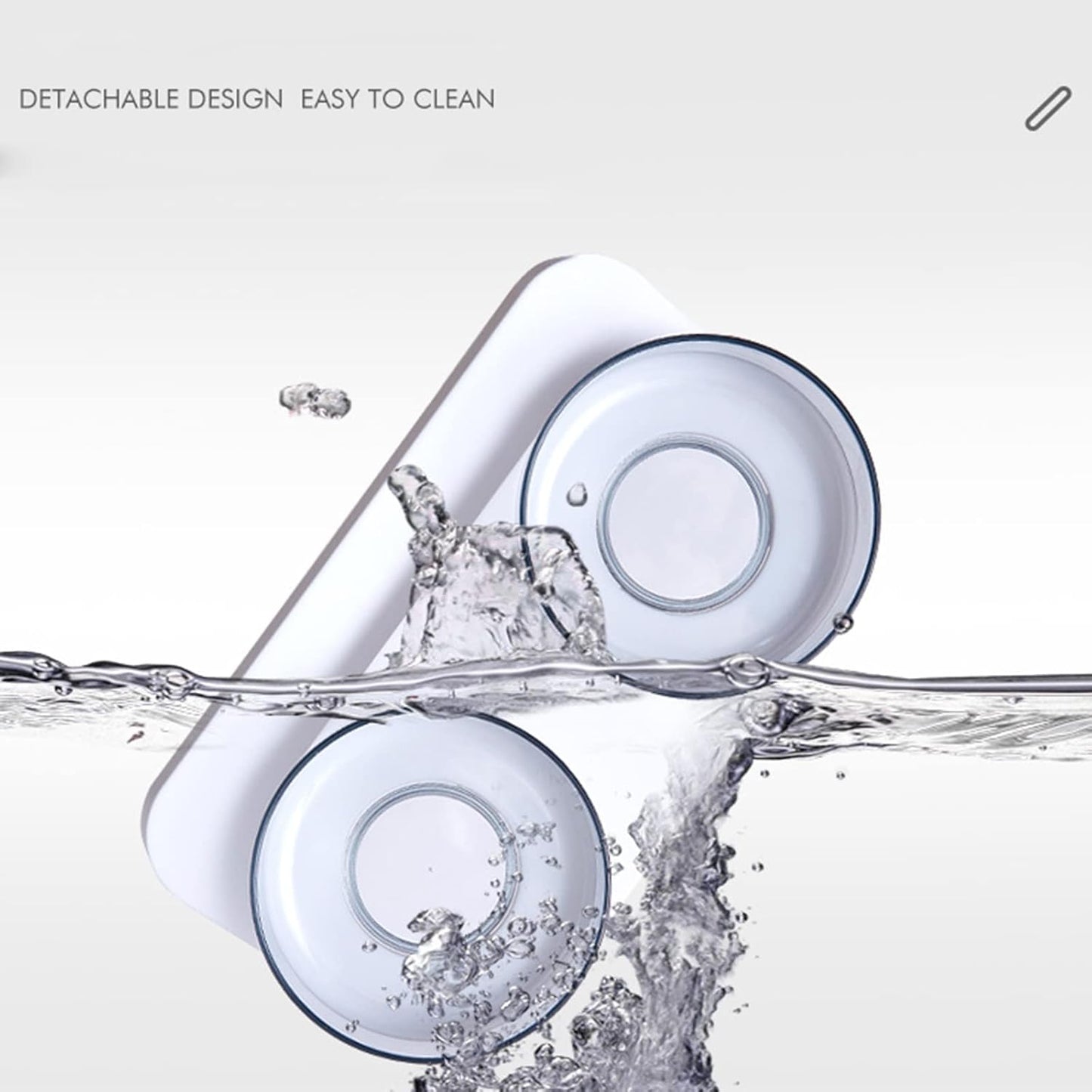 Elevated Bowls 15° Tilted Raised Dish Clear Double Feeding Bowls with Stand for Food and Water Easy to