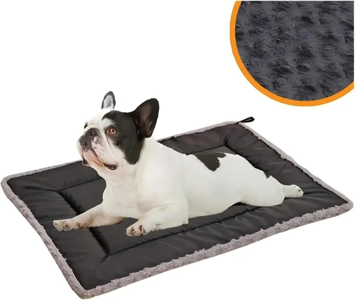 Washable Double Sided Pet Bed Dog Crate Pad Mat Plush Puppy Cats Pillows for Medium Dogs Soft Fluffy Dog Carpet Suit for Winter(Black,M 70X50CM)