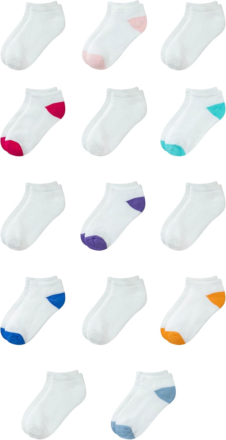 Amazon Essentials Unisex Kids and Toddlers' Cotton Low Cut Cushioned Socks for Boys Girls Toddlers, 14 Pairs