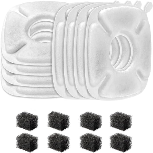 4inch Cats Fountain Replacement Filters with Pre-Filter Sponges for 67oz, 95oz and 135oz Pet/Cat Automatic Water Fountain Dog Water Dispenser (8 Pack)