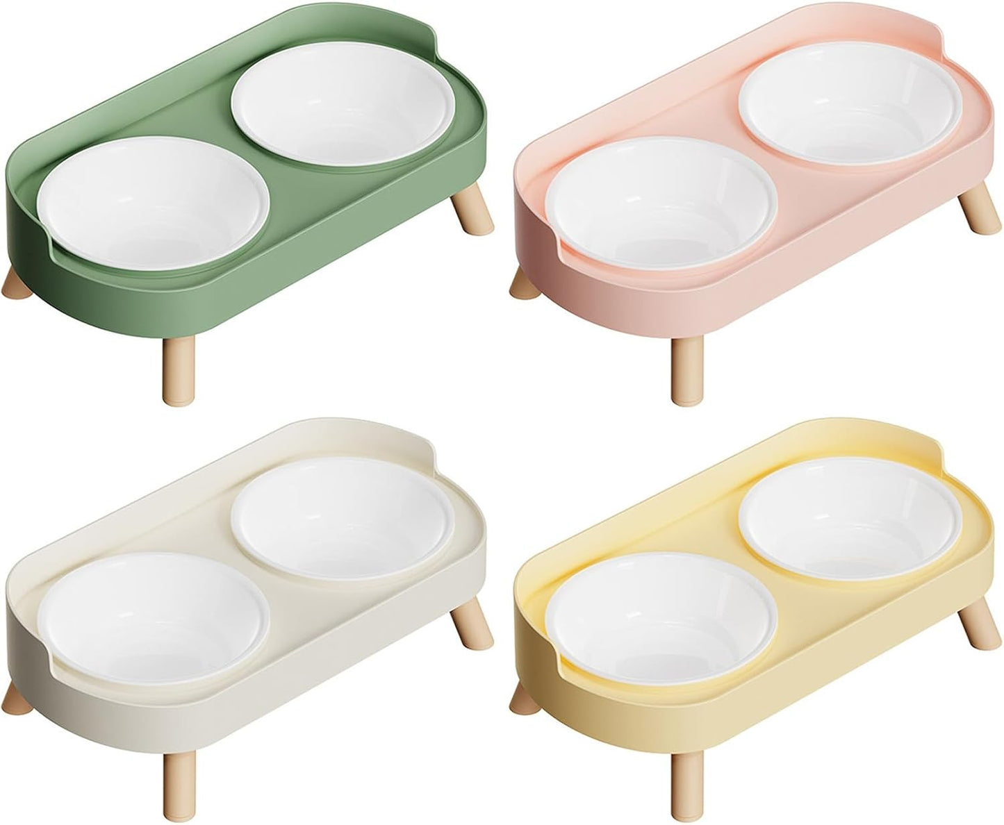 Spill Proof Raised Pet Feeders Double Dishes with Nonskid Rubber Feet for Dog Cats Water Food Bowl Container Kitchen Use Cats Water Food Bowl Set with Stand
