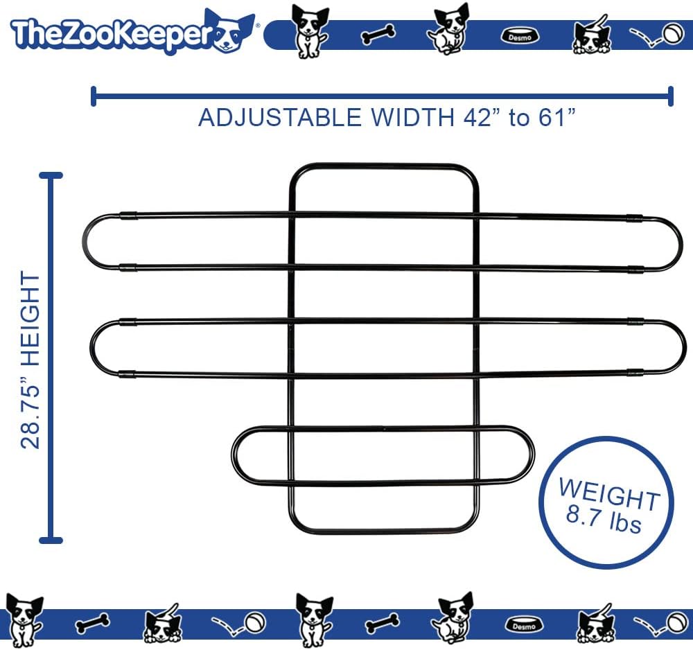 The Original ZooKeeper Car, SUV, Truck Dog Barrier: Adjustable Universal for all Vehicles - Moves with Your Vehicle Seats. Tilt. Slide. Recline. Easy Install - Strong Metal Tubing Gate Pet Divider