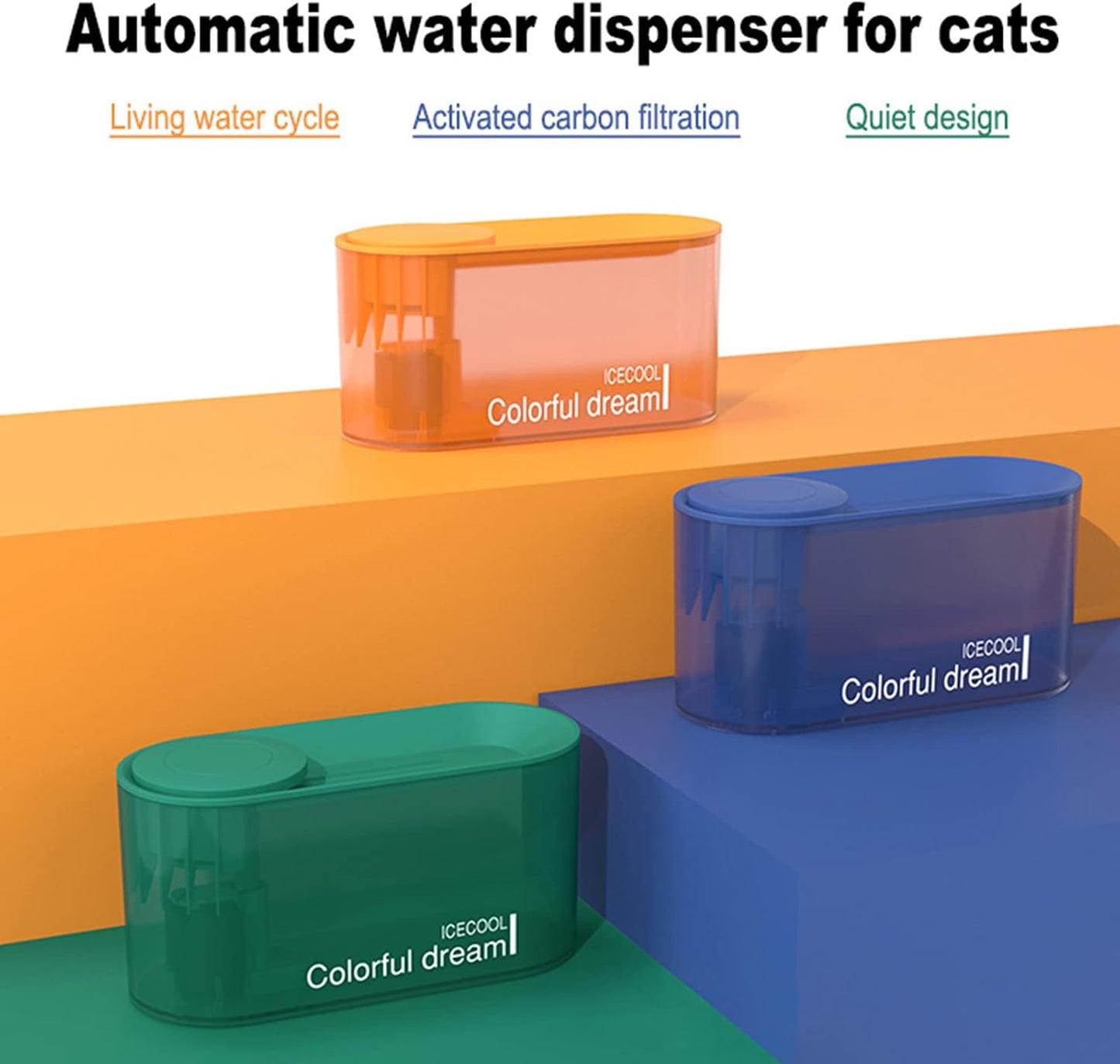 Dog/Cat Water Fountain with U-Shape Flow Channel, Quiet Automatic Pet Drinking Dispenser with Filtration System, Automatic Water Fountain for Cats Dogs,Orange