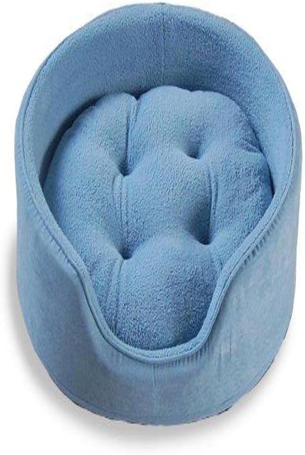 FurHaven Pet Dog Bed | Terry & Suede Snuggle Oval Pet Bed for Dogs & Cats, Blue, Large