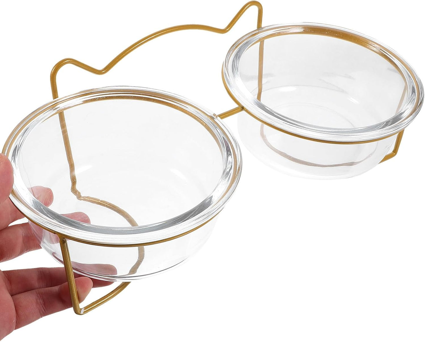 Milisten Elevated Double Glass Cat Dog Food Bowl with Tilted High Stand, Raised Pet Feeding Bowl for Cats and Dogs, Spill-Resistant Neck Guard Design