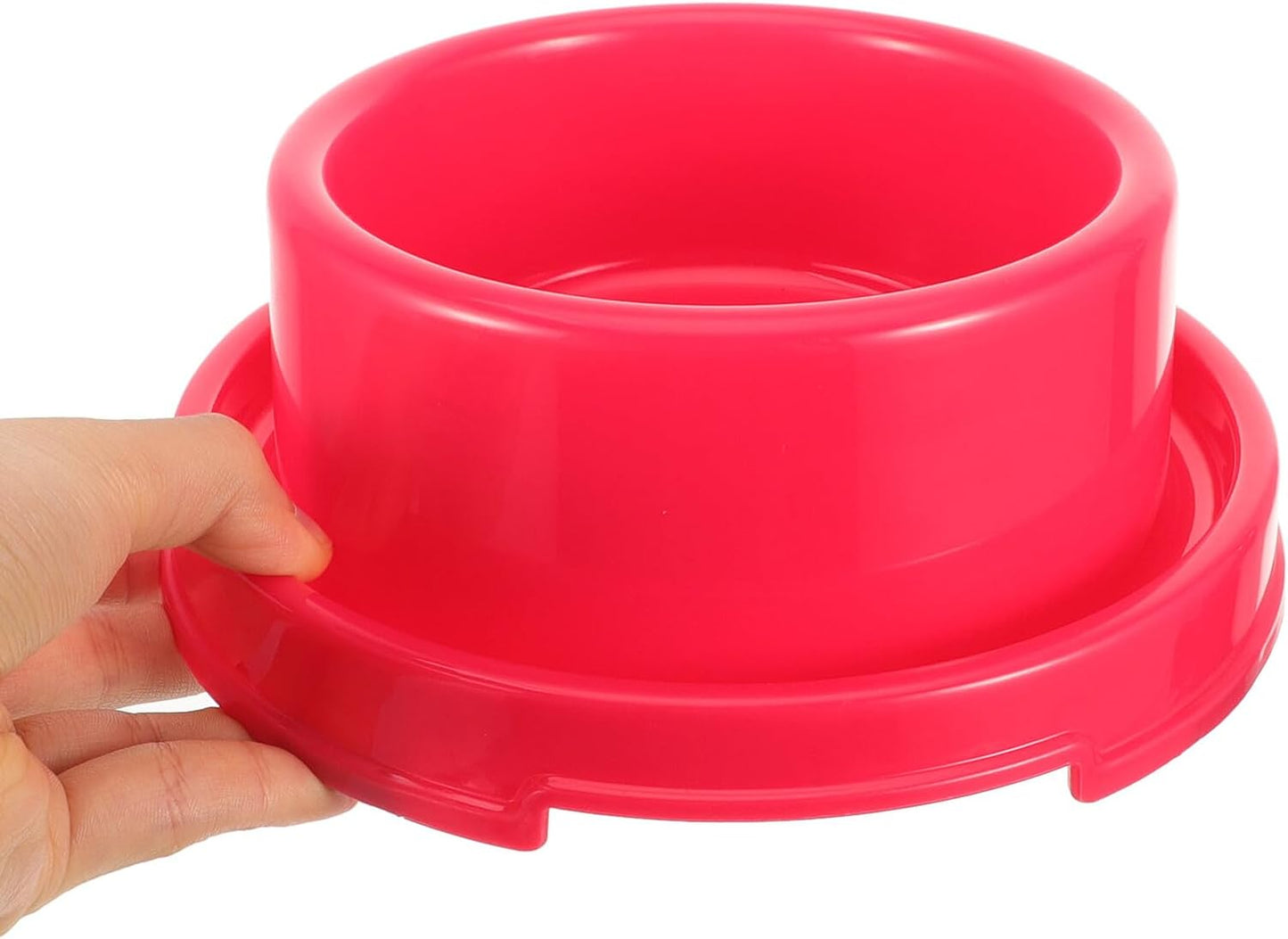 Milisten Dog Feeding Bowl Plastic Pet Feeder Red Round Dog Food Container Single Bowl for Puppies