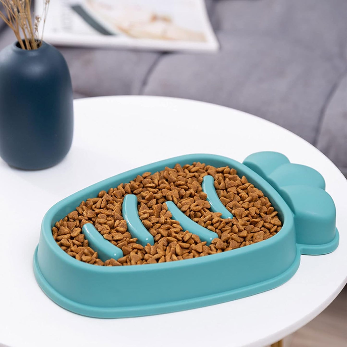 Slow Feeder Dog Bowls Fun Carrot Shape Puzzle Feeding Bowl Interactive Puppy Food Bowls Safe Skid Design