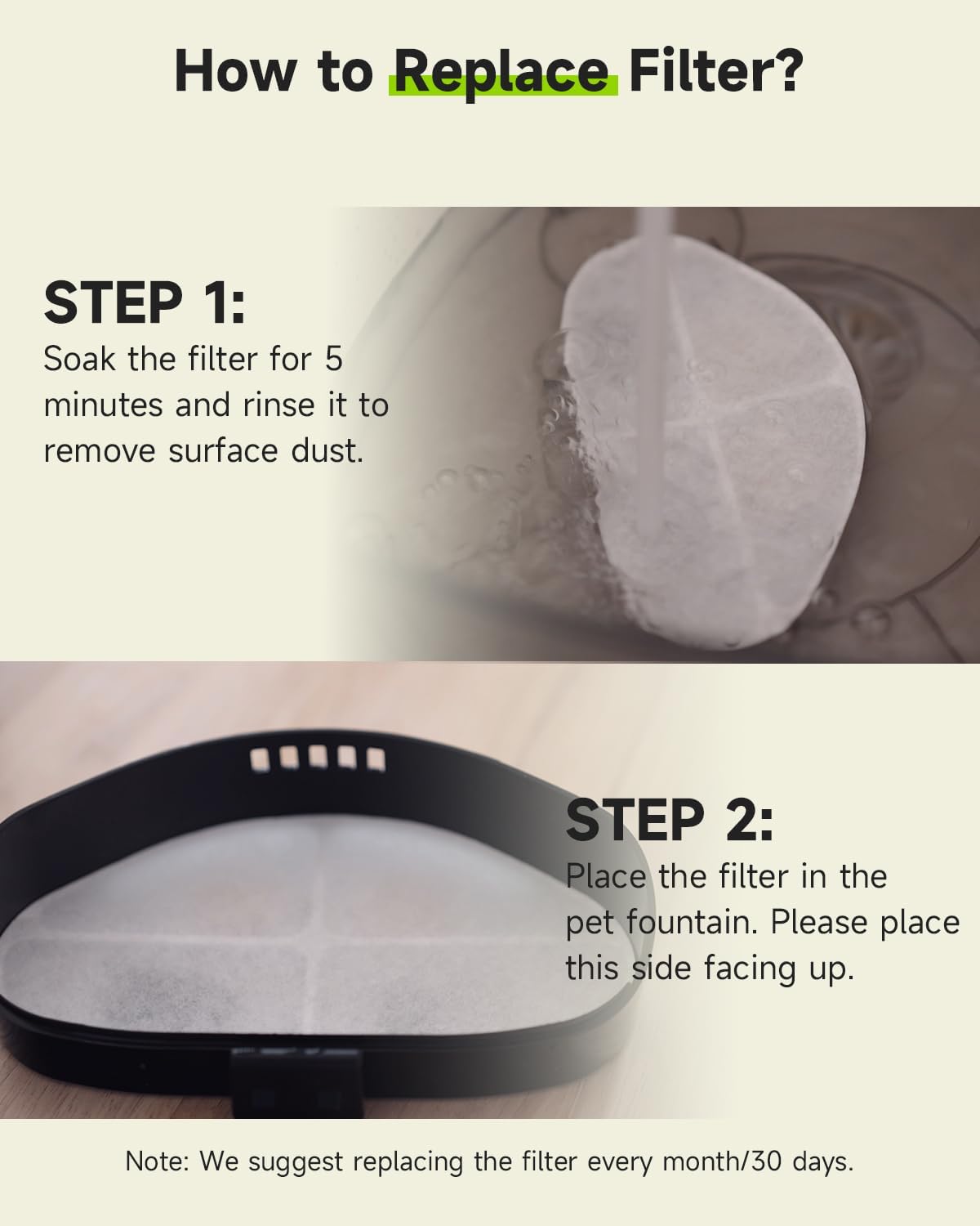 Wireless Dog Water Fountain Filters, 5Pack with 5 Pack Sponges Set, 5 Layer Replacement Filter for FP30 Dog Fountain Battery Operated