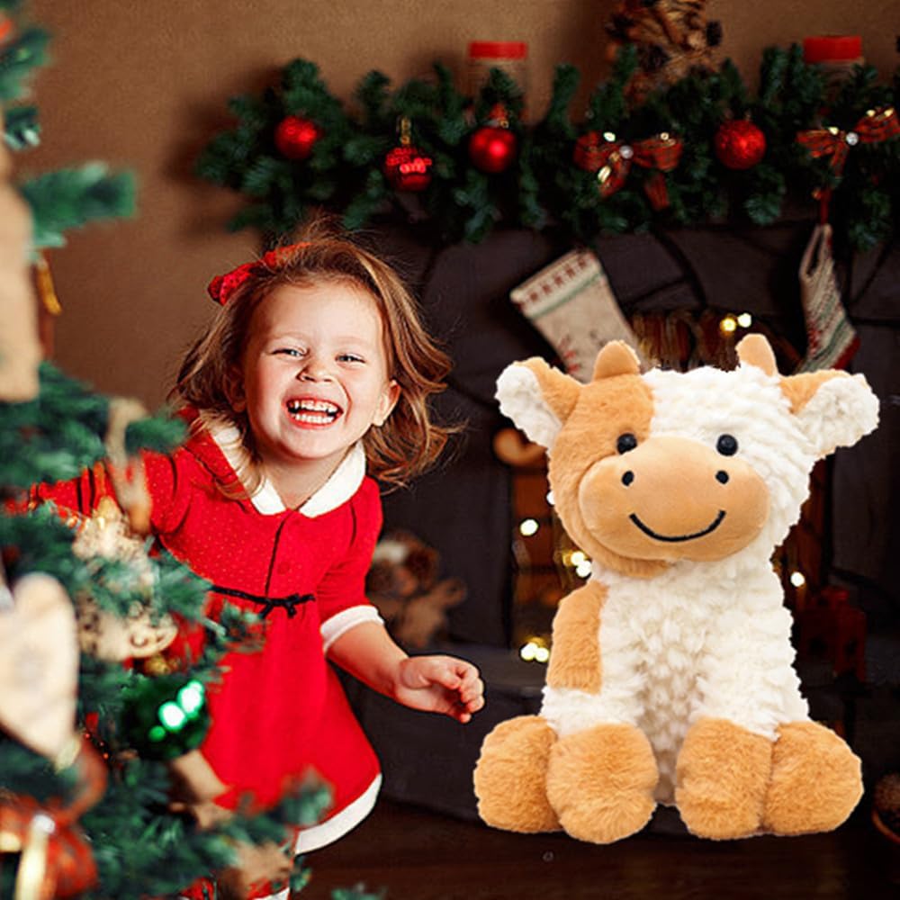 Cow Stuffed Animals, 9 inch Cute Plush Toy Doll for Kids Boys Girls Women (Brown)