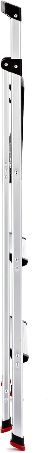 Rubbermaid 3-Step Ladder, Aluminum Lightweight Folding Step Stool with Project Top, Silver, Tested to US Safety Standards, No Assembly Required
