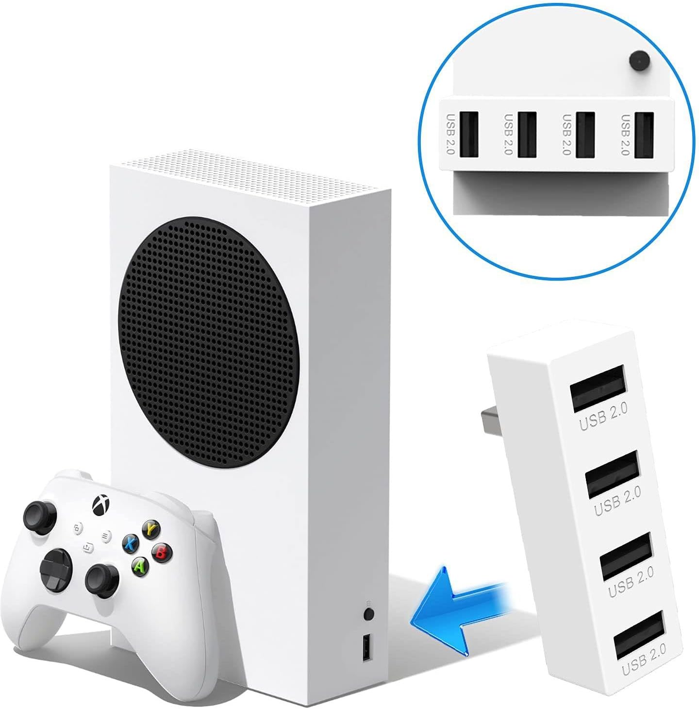 JZW-Shop 4 Ports USB Hub 2.0 for Xbox Series S, High Speed USB Hub Splitter Expansion Adapter Compatible with Xbox Series S Console