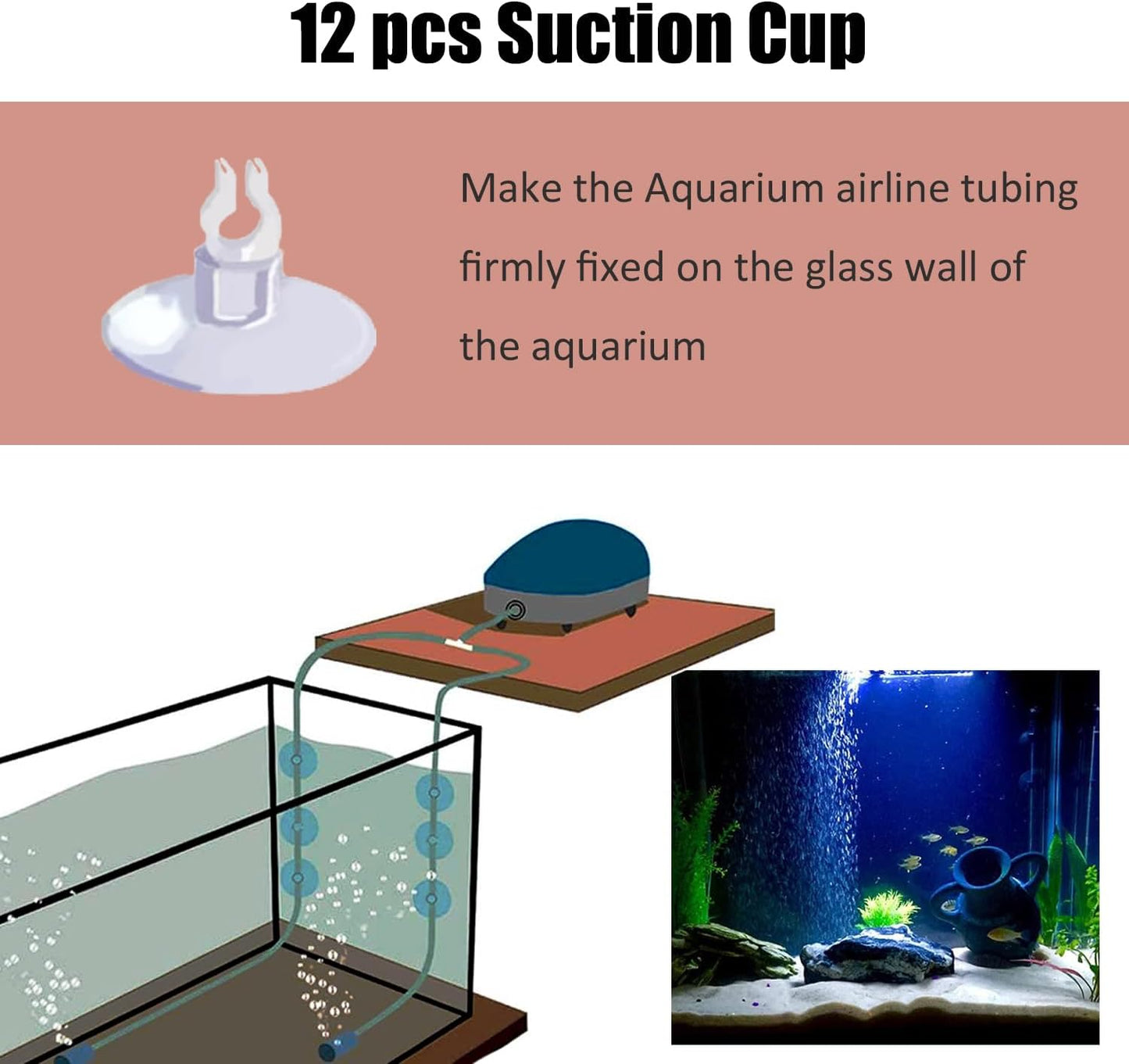 Aquarium Air Pump Accessories - Contains Airline Tubing, Control Valve, Air Stones, Connectors, Check Valves, Suction Cups