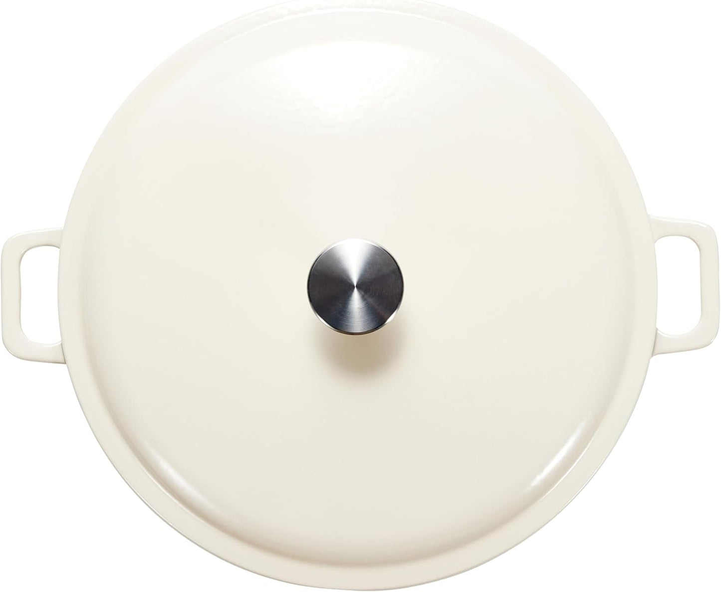 Amazon Basics Enameled Cast Iron - Covered Round Casserole Skillet with Lid, Oven Safe - 500°F, Even Heat Distribution, 3.3-Quart, White
