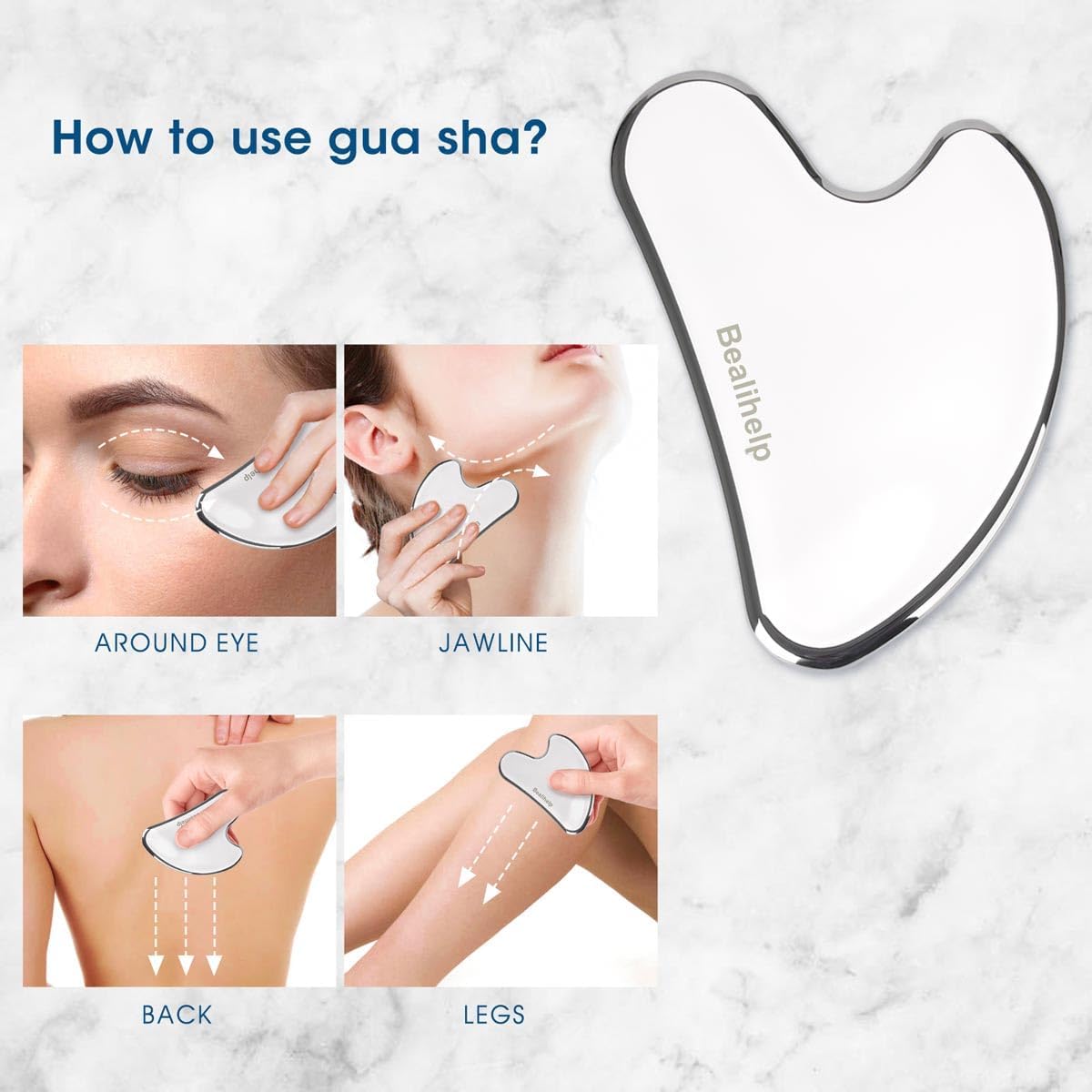 Face Roller and Gua Sha, Stainless Steel Facial Roller and Guasha Tool for Face, Skin Care Roller for Wrinkles and Lifting, Improve Puffiness, Metal Face Massager for Eyes, Neck Tighten