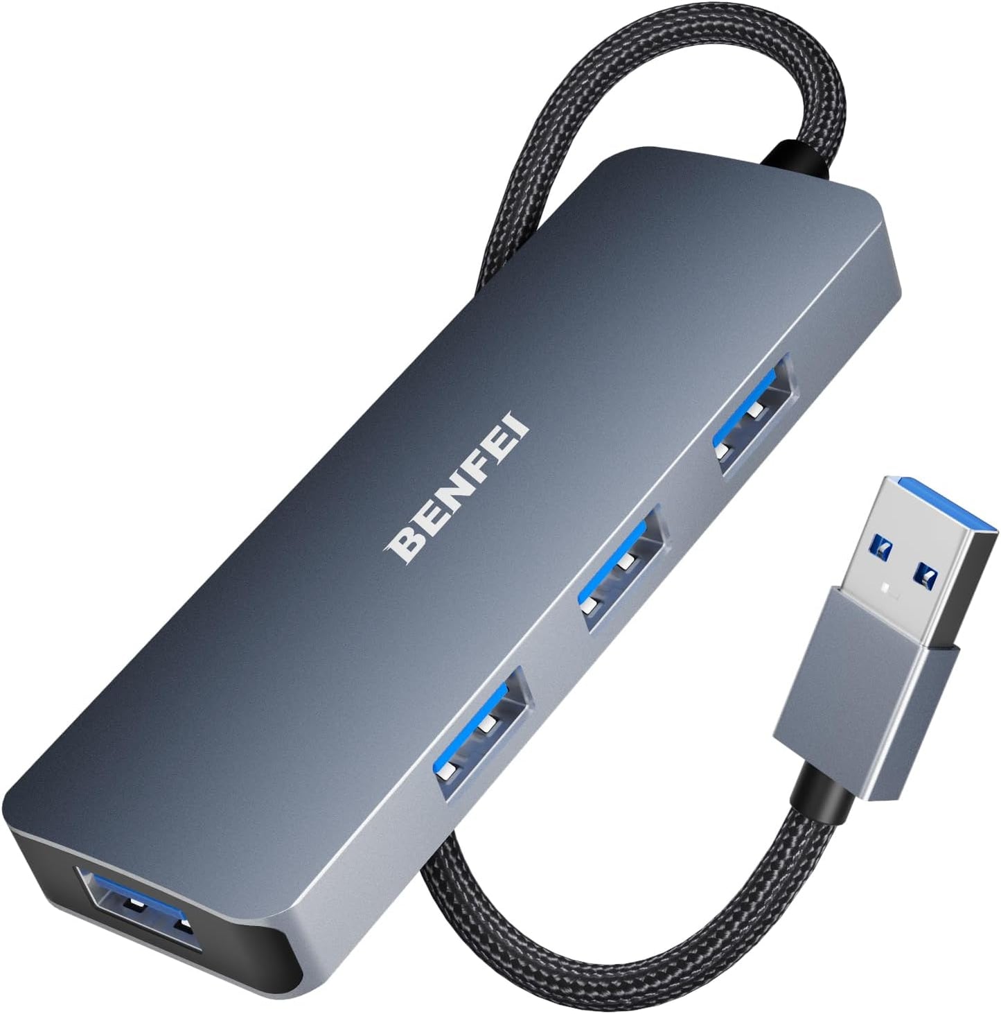 BENFEI USB 3.0 Hub, 4 Ports USB A Splitter Ultra-Slim Expander for Mouse, Keyboard, Flash Drive, U Disk, Printer Compatible with Laptop, Desktop PC, Xbox, PS5, and More