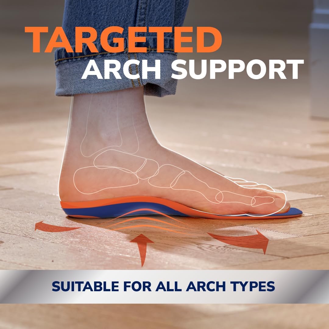 Dr. Scholl’s Advanced Pain Relief Insoles for Men Women, Heavy Duty Orthotics Inserts for Work Shoes & Boots, Plantar Fasciitis & Arch Support, Flat Feet, Shock-Absorbing, Supports up to 340 lbs