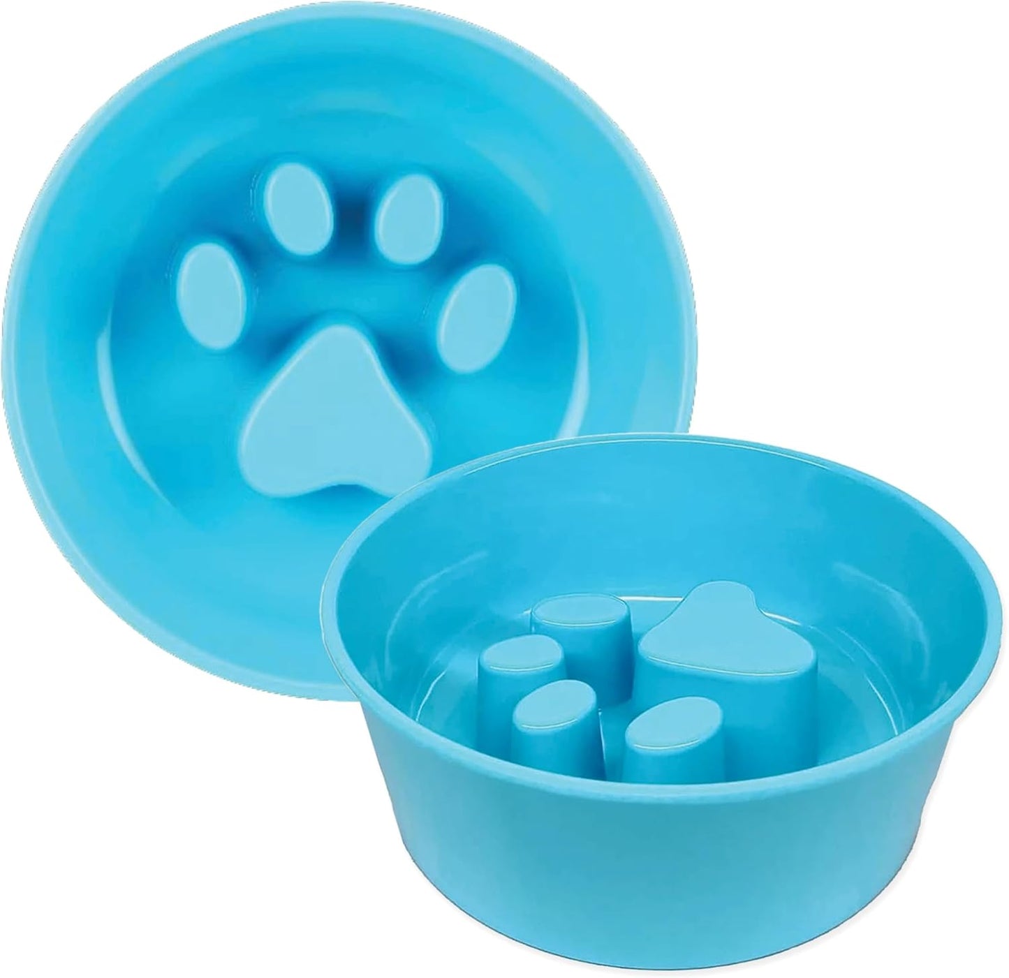 Palz&Co Melamine Slow Feeder Paw Puzzle Bowl, BPA-Free, Non-Slip, Dishwasher Safe, Improves Digestion and Prevents Bloating, 24 oz (Blue)