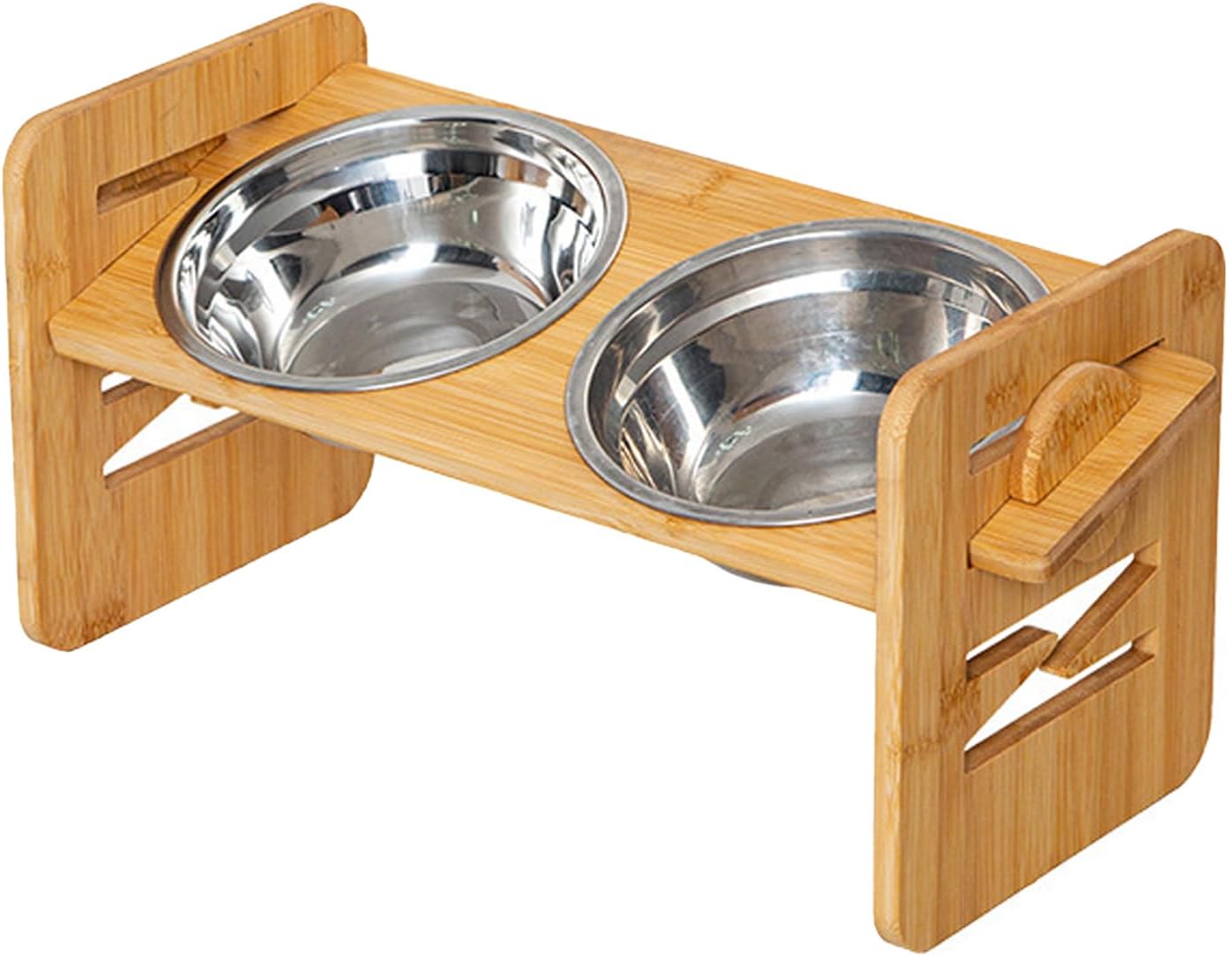 Dog Feeding Station, Tilt Raised Double Bowls, Adjustable Height Stainless Steel Pet Stand for Dogs and Cats