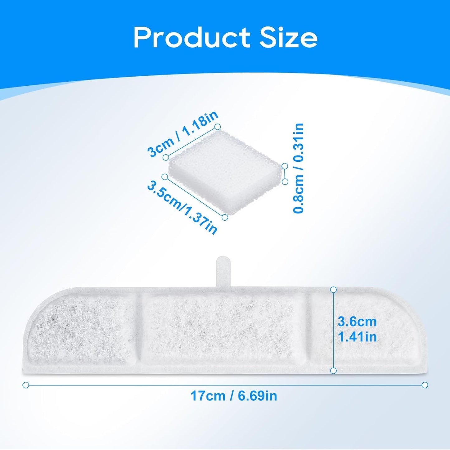 6 Packs Replacement Filters Compatible with DownyPaws Pet Wireless Cat Water Fountain 84oz/2.5L, Filter for Cat and Dogs Water Fountain DPWFP6(6 Filter +6 prefilter)