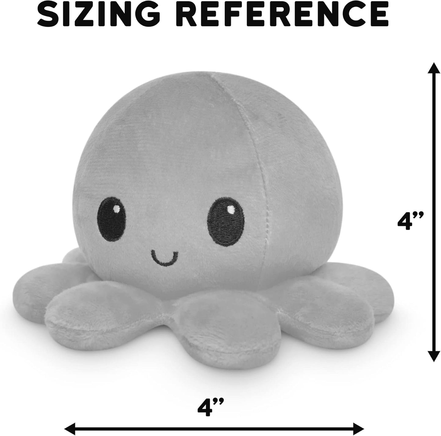 TeeTurtle Reversible Octopus Plushie - 4-Inch Angry Red + Rage Black Two-Sided Flip Plush Toy with Embroidered Details - Cute Mini Collectible Plush for Kids, Teens, and Adults
