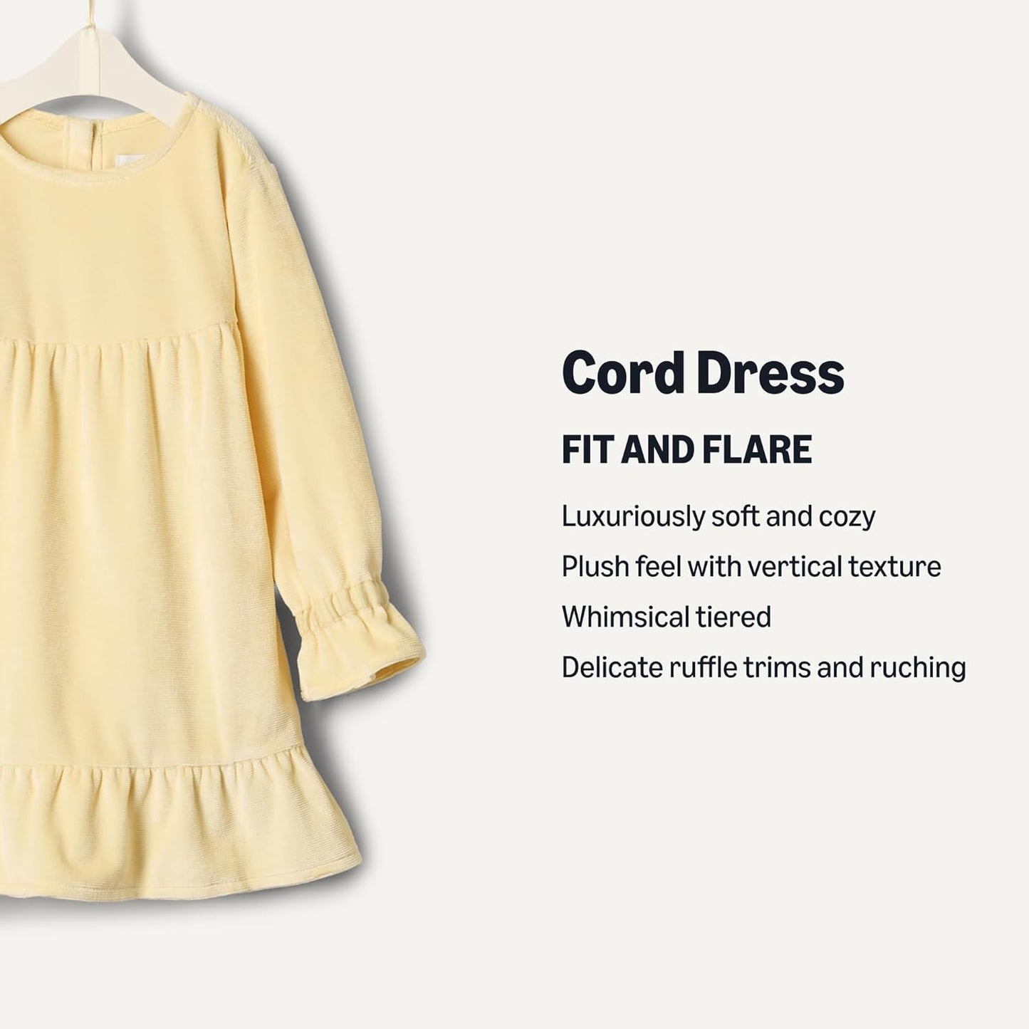 Amazon Essentials x Sofia Grainge Toddler and Baby Girls' Longsleeve Corduroy Dress