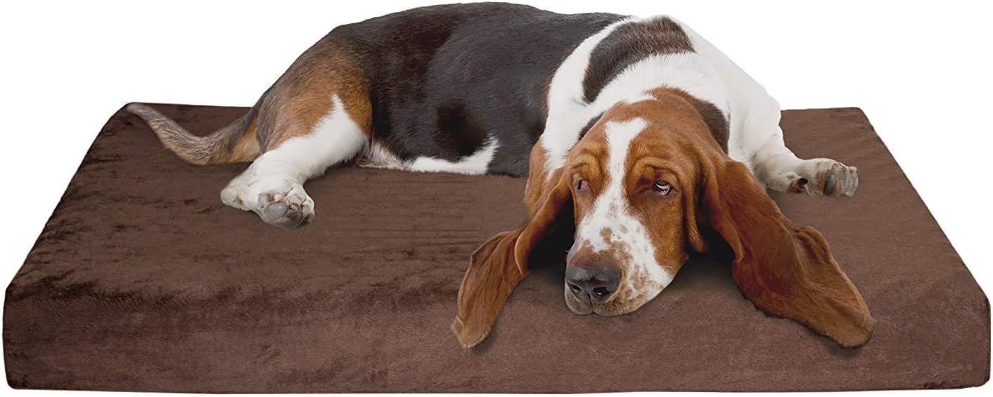 PETMAKER 2-Layer Orthopedic Memory Foam Dog Bed - Machine Washable Cover, 37 x 24, Up to 65lbs, Brown