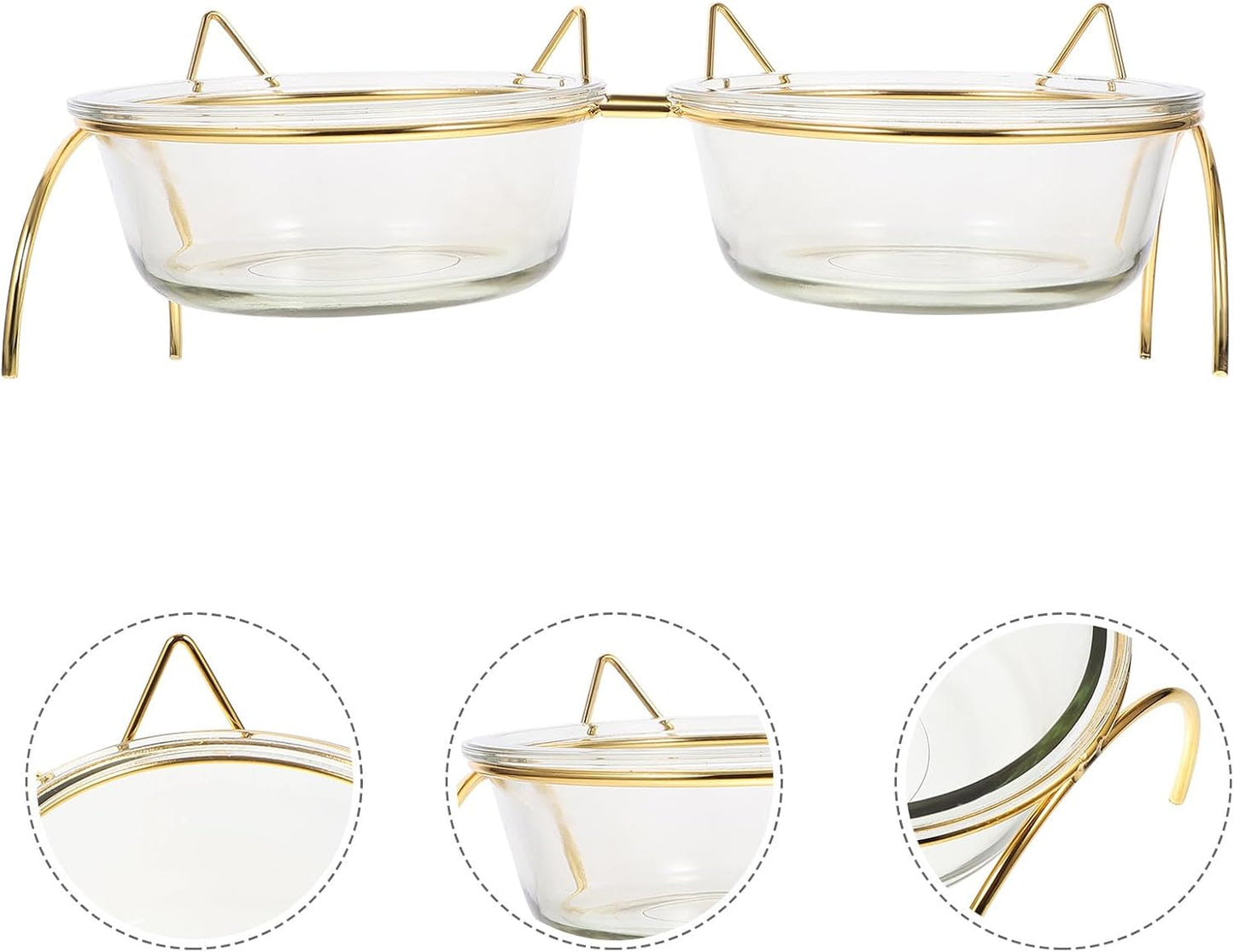 PRETYZOOM Raised Cat Bowls Set with Angled Bowls and Double Iron Stand, High Base Pet Food Feeder and Water Feeder for Cats, Neck Protection Design for Comfortable Feeding