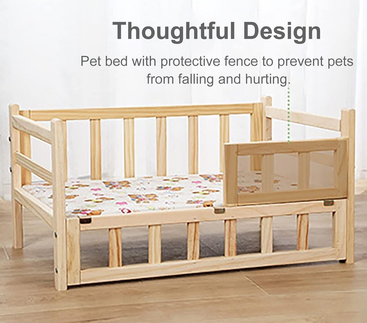 Orthopedic Joint Elevated Wood Beds for Dogs Cats, Pink Medium Large Indoor Outdoor Pets Couch with Mattress Pillow, for Puppy, Old Cat (Color : Style3, Size : L-94x54x38cm/37x21x15) (Style2 29.0"L