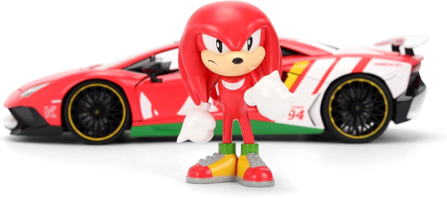 Jada Sonic Knuckles with Lamborghini Aventador SV – Hollywood Rides Die-Cast Vehicle & Knuckles Figure Toys – Opening Doors & Hood – Ages 8+