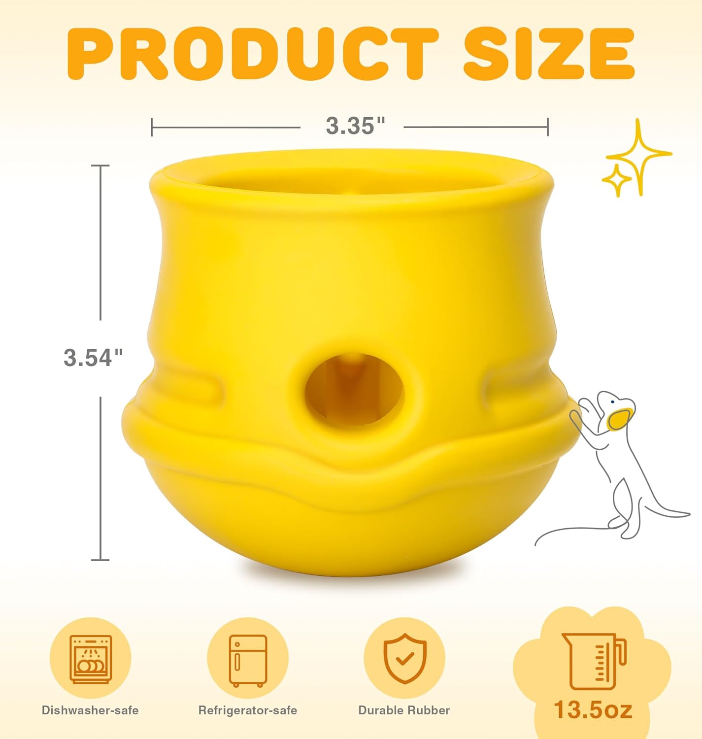Dog Enrichment Toys, Interactive Puzzle Toys for Dogs - Nature Rubber & Durable Dog Toys, Dog Toys to Keep Them Busy, Slow Feeder - Frozen Dog Treat Toy, Dishwasher Safe, Lemon, M