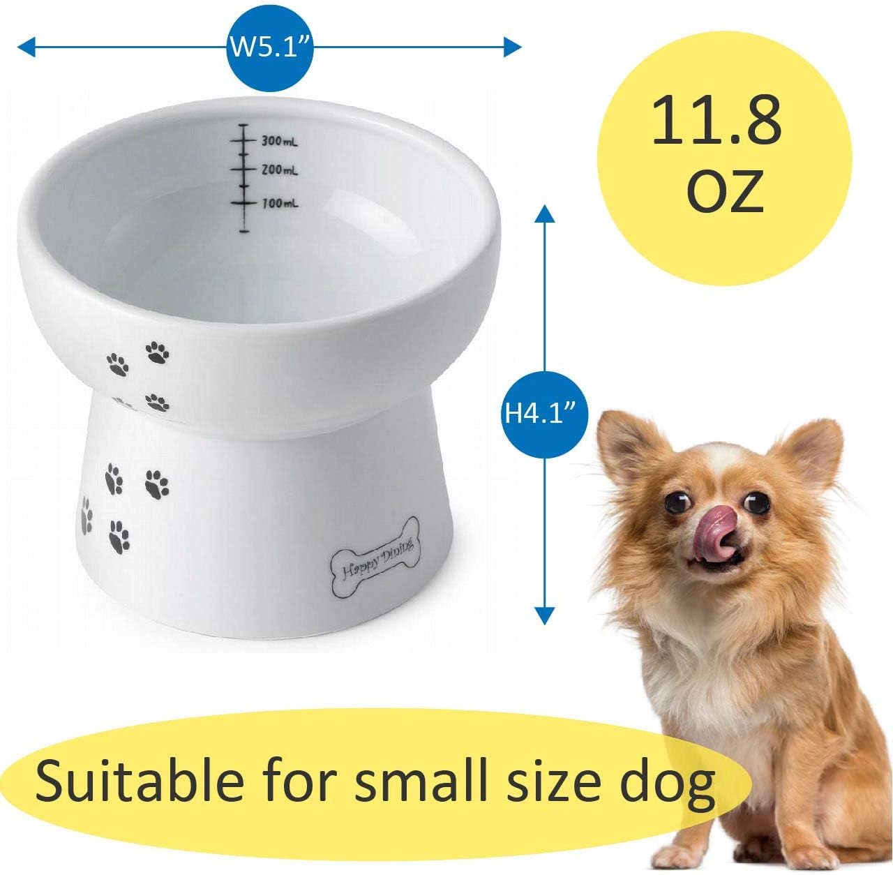 Necoichi Raised Dog Water Bowl, Elevated, for dogs and cats, pets feeding feeder Non-slip for small dogs Dishwasher and Microwave Safe, No.1 Seller in Japan! (Dog, Water Bowl)