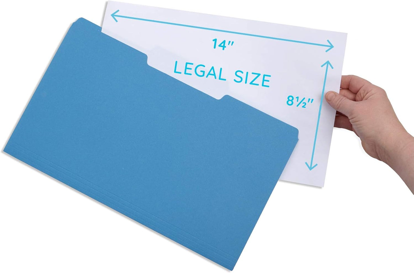 Blue Summit Supplies Blue Legal File Folders, Legal Size, 1/3 Cut Tab, Great for Organizing and Easy File Storage, File Folders 100 Count