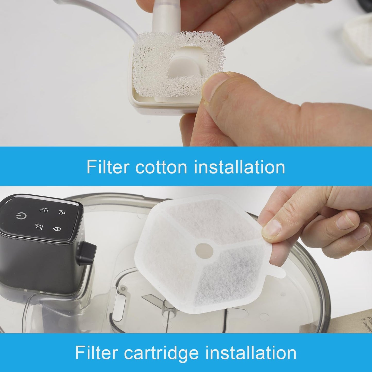 18 Filters + 18 Sponges Cat Water Fountain Filters, Triple Action, 4.5L Capacity, Compatible with 152oz Wireless Stainless Steel Cat Water Fountain