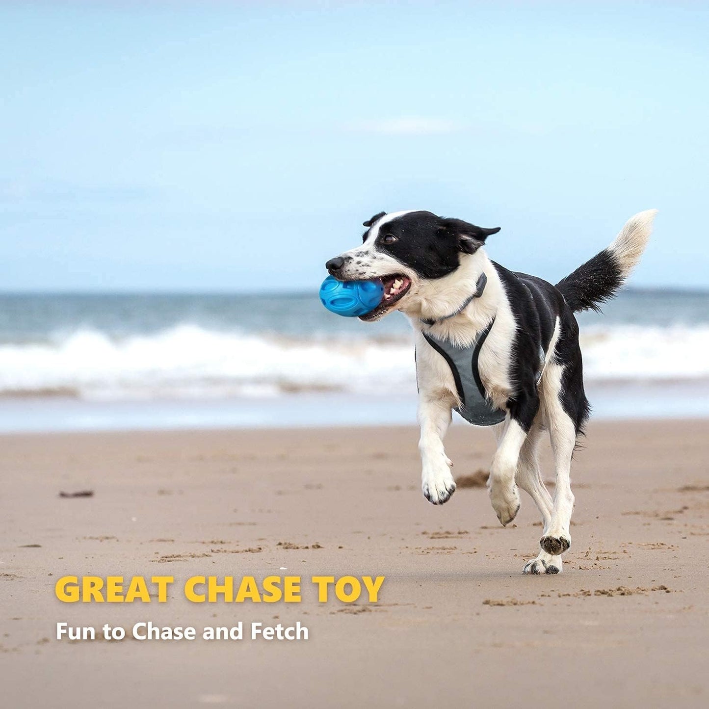EASTBLUE Squeaky Dog Toys for Aggressive Chewers: Rubber Puppy Chew Ball with Squeaker, Almost Indestructible and Durable Pet Toy for Medium and Large Breed