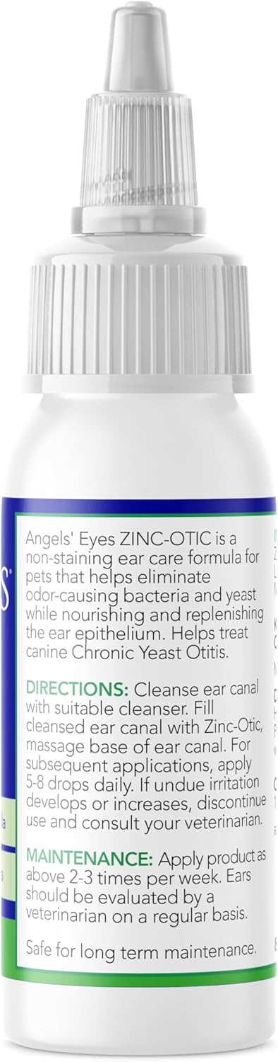 Angels’ Eyes Zinc-Otic Ear Relief Treatment for Dogs and Cats Soothe Ear Infections Calm Itchy Inflamed Ears Natural BA and Zinc Formula 1 Ounce
