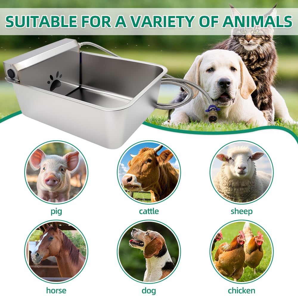 Automatic Dog Water Dispenser 23L/6Gal Capacity Large Water Bowl Auto Filling Water Fountain Stainless Steel for Large Pet Dog Chicken