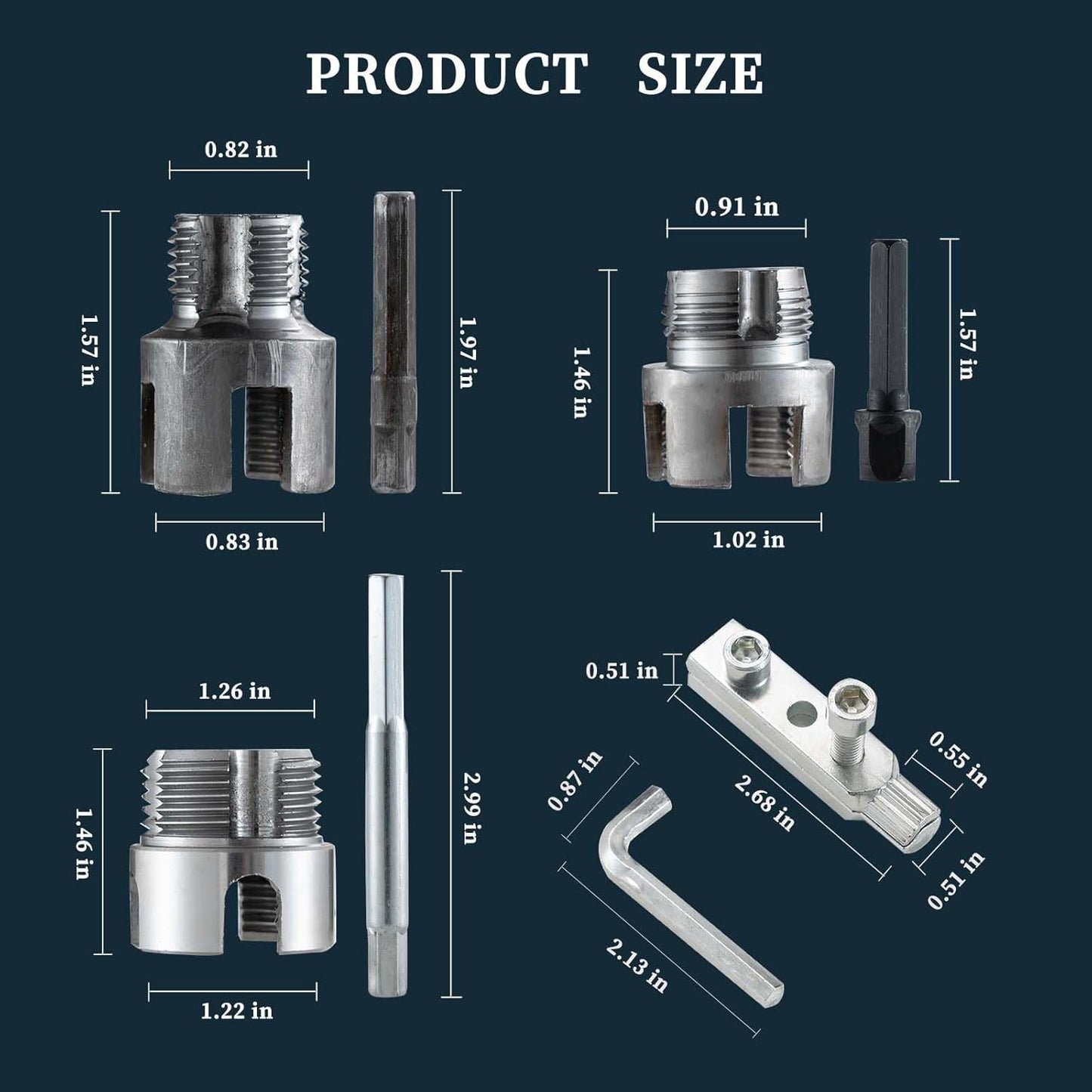5 pcs Integrated Internal & External Pipe Threading Tool Kit with 1/2" 3/4" 1" Dies & Broken Bolt Extractor, 40Cr Steel Plumbing Tool Set for PVC/PPR/Pipe, Electric Drill Compatible
