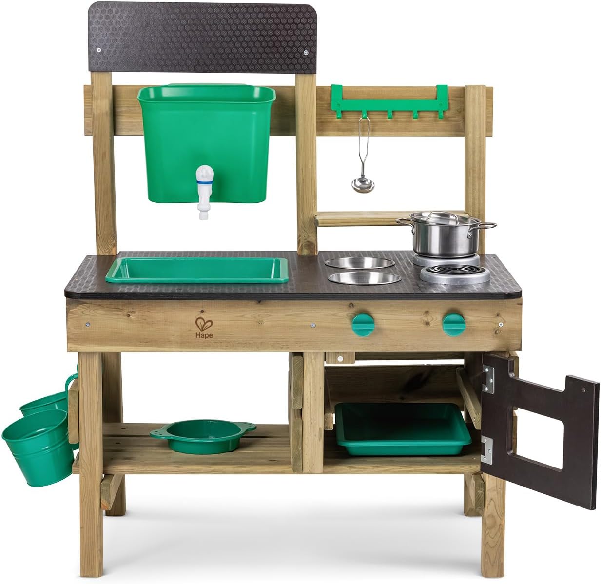Hape Outdoor Kitchen | Mud Kitchen Wooden Toy Playset with Accessories, for Children Ages 3+ Years