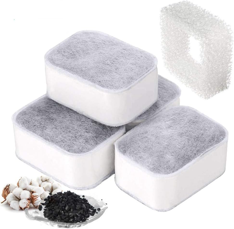 eecoo Ceramic Filter Cat Water Fountain Replacement,Premium Carbon Filter Foam Filter Dog Pet Water Fountain Filter Cat Water Dispenser,4pcs