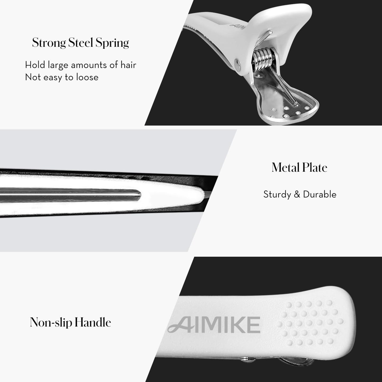 AIMIKE Hair Styling and Sectioning Accessories - 12 Pack Non-Slip Silicone Hair Clips for Thick and Thin Hair, Professional Salon Quality